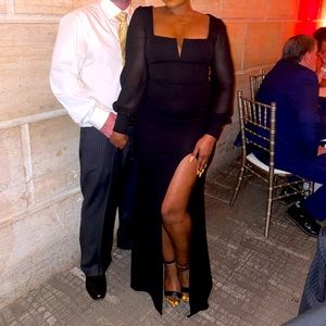 Windsor black chiffon long sleeve gown size s